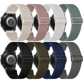 8 Pack 22mm Watch Bands Compatible with Samsung Galaxy Watch 3 Band 45mm/Galaxy Watch 46mm Bands/Samsung Gear S3 Frontier/Classic/Ticwatch Pro 3,Soft Elastic Nylon Bands for Men Women