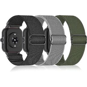 3 عبوات من أحزمة ساعة نايلون قابلة للتمدد 19 مم لساعة ID205L Veryfitpro الذكية، سوار رياضي ناعم سريع التحرير معصمه حلقة حزام مطاطي لـ Willful YAMAY SW021 ID205L/SW025 ID205S للنساء والرجال