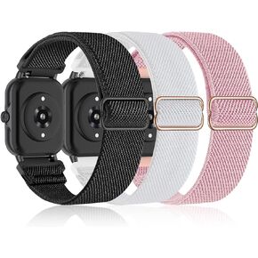 3 Pack 19mm Stretchy Nylon Watch Bands for ID205L Veryfitpro Smart Watch,Soft Sport Band Quick Release Wristband Loop Elastic Strap for Willful YAMAY SW021 ID205L/SW025 ID205S Women Men