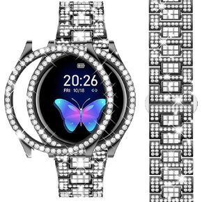 Dsytom Bands Compatible with Samsung Galaxy Watch 5/4 40mm 44mm, 20mm Bling Metal Replacement Galaxy Watch 5 Watch 4 Band 40mm 44mm with Rhinestone Protective Case for Women Girls in Kuwait