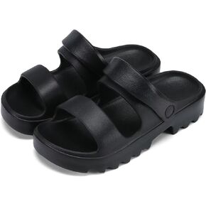 Woman's Comfort Slides with Adjustable Strap EVA Flat Sandals- Open Toe Slides Soft Thick Sole Non-Slip Indoor & Outdoor Summer Beach Sandals