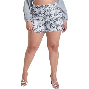 YMI Women's Plus Size Linen Shorts with Shirred Patch Pockets