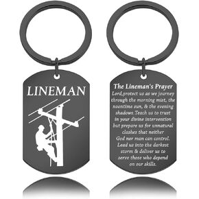 سلسلة مفاتيح الصلاة Lineman هدية Lineman للكهربائيين برج التكنولوجيا مجوهرات Lineman Stay Safe Keychain Lineman Worker Gift