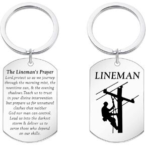 Lineman Prayer Keychain Lineman Gift Electricians Tower Techs Jewelry Lineman Stay Safe Keychain Lineman Worker Gift