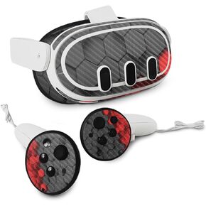 MightySkins Carbon Fiber Skin Compatible with Meta Quest 3 - Two-Tone Hex | Protective, Durable Textured Carbon Fiber Finish | Easy to Apply