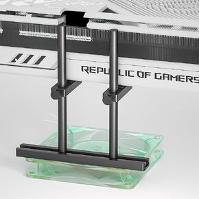 GPU Support Bracket Dual Brace: Fan mounting Adjustable Aluminum Graphics Card GPU Sag Bracket Video Card Stand Holder Graphics Card Bracket, Support Big GPU - 128mm