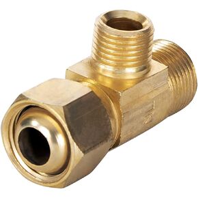 Midline Valve 73314-OM Add On Tee Fitting, Split Supply Line Outlet No lead FIP COMP MIP Brass, 3/8 in. x 1/4