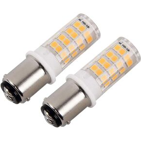Push-in LED Light Bulb Double Contact Bayonet Base BA15D LED Bulb AC110-130Volt 35W Halogen Equivalent for Kenmore | Singer 15-66, 99, 201, 221, 222, 401 Sewing Machine Pack of 2 (Daylight White)