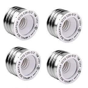 4-Pack LED E26 to E12 Bulb Light Socket Adapter, Medium to Candelabra Screw Bulb Socket, Perfect Solution for Bulb-to-Fixture Compatibility