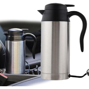 Car Electric Kettle, 12v 750ml Stainless Steel Portable Kettle Water Boiler Car Electric Kettle Travel Thermoses Boil Water For Heating Water Coffee Milk Tea