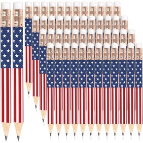 50 قطعة قلم رصاص ليوم الاستقلال مع محايات، أقلام كتابة قصيرة بعلم أمريكي، أحمر أبيض وأزرق، نصف أقلام رصاص وطنية لمستلزمات القرطاسية المكتبية المدرسية في الرابع من يوليو، 4 بوصات in Kuwait