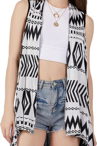 Womens Casual Sleeveless Draped Open Front Cardigan Vest Lightweight Cover Up in Saudi Arabia