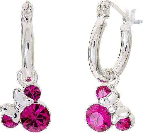 Disney Minnie Mouse October Birthstone Silver Plated Stud Earrings, Silver Plated Pendant Necklace and Silver Plated Hoop Earrings Latch Back Bundle in Saudi Arabia