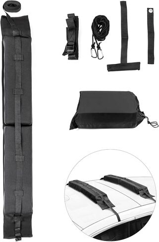 QWORK Universal Car Roof Rack Pads - Cargo Carrier Protector, Luggage Carrier System for Kayaks, Surfboards, Canoes, SUP, Snowboard- with 16 Ft Waterproof Tie-Down Straps & Storage Bag in Saudi Arabia