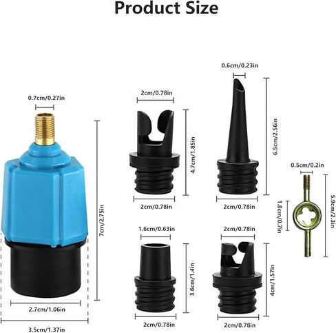 محول مضخة لوح التجديف، محول صمام SUP للمواد المطاطية مع 4 فوهات صمام هواء تقليدية، ملحق مضخة هواء لمضخة لوح التجديف، سرير قابل للنفخ لقارب التجديف in Kuwait