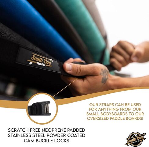 South Bay Board Co. - Premium 16’ Tie Down Straps for Surfboard, Paddle Boards, & Kayaks, & Canoes - Safely and Securely Strap Down Anything - ‘No Scratch’ XL Cam Buckle - 2 Pack in Kuwait