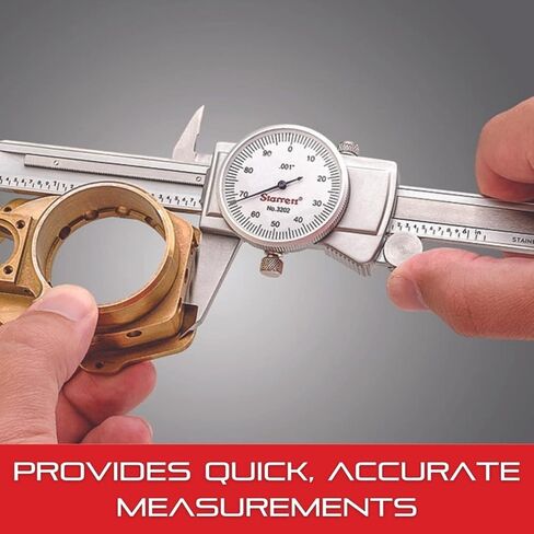 Starrett Dial Caliper with Adjustable Bezel and Fitted Case - White Face, 0-6" Range, -0.001" Accuracy, 001" Graduations - 3202-6 in Saudi Arabia