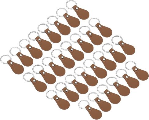 PATIKIL Leather Key Fob Kit, 30 Pack PU Leather Key Fob Blanks with Rivets and Key Rings DIY Keychain for Laser Engraving Leather Making, Black in Kuwait