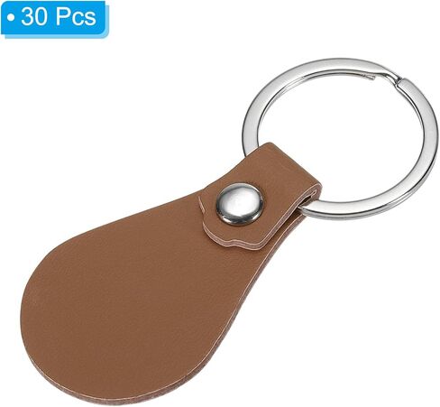 PATIKIL Leather Key Fob Kit, 30 Pack PU Leather Key Fob Blanks with Rivets and Key Rings DIY Keychain for Laser Engraving Leather Making, Black in Kuwait