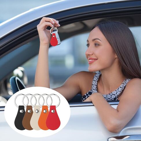 PATIKIL Leather Key Fob Kit, 30 Pack PU Leather Key Fob Blanks with Rivets and Key Rings DIY Keychain for Laser Engraving Leather Making, Black in Kuwait