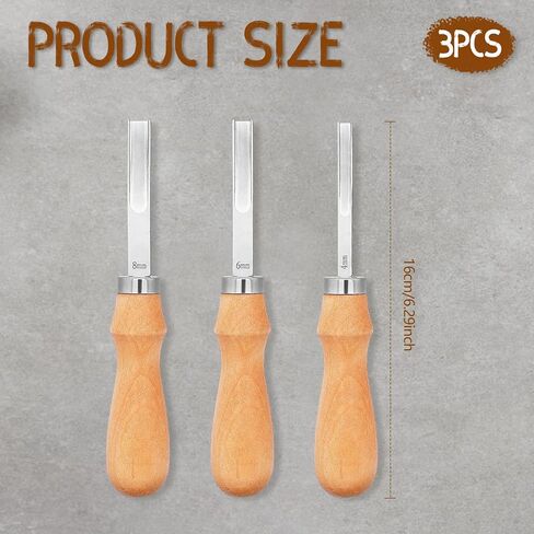 3 Pcs Leather Edge Bevelers Skivers Skiving Tools Leather Rougher Trimmer Tools for DIY Leather Craft Working, 4/6/8mm Wide Mouth Leather Edge Skiver with Wooden Handle in Saudi Arabia