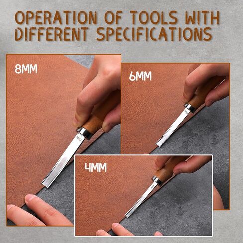 3 Pcs Leather Edge Bevelers Skivers Skiving Tools Leather Rougher Trimmer Tools for DIY Leather Craft Working, 4/6/8mm Wide Mouth Leather Edge Skiver with Wooden Handle in Saudi Arabia