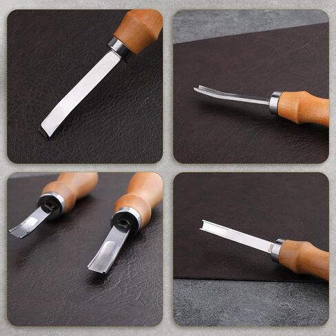 3 Pcs Leather Edge Bevelers Skivers Skiving Tools Leather Rougher Trimmer Tools for DIY Leather Craft Working, 4/6/8mm Wide Mouth Leather Edge Skiver with Wooden Handle in Saudi Arabia