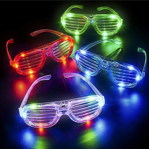 The Dreidel Company Light-Up Shutter Glasses (4-Pack) Novelty glasses with slotted bars that flash when turned on in Saudi Arabia