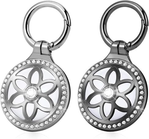 2 Pack Airtag Holder-Metal Badge Rhinestone AirTag Keychain-Diamonds Shine Air Tag Keychain for Dog,Cat,Kids,Keys,Wallet,Backpacks Compatible Apple AirTag in Saudi Arabia