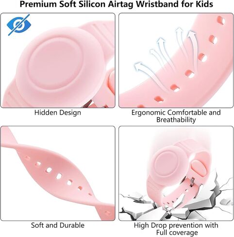 Waterproof Airtag Bracelet for Kids,Hidden Airtag Wristband Kids,Anti-Lost Silicon Apple Airtag Holder Case for Toddler,Airtag Case Cover Watch Band GPS Tracker Case for Child-Black in Saudi Arabia