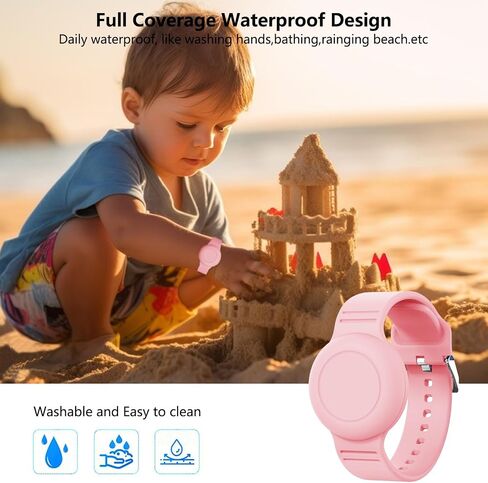 Waterproof Airtag Bracelet for Kids,Hidden Airtag Wristband Kids,Anti-Lost Silicon Apple Airtag Holder Case for Toddler,Airtag Case Cover Watch Band GPS Tracker Case for Child-Black in Saudi Arabia