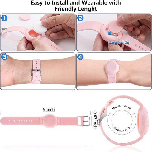 Waterproof Airtag Bracelet for Kids,Hidden Airtag Wristband Kids,Anti-Lost Silicon Apple Airtag Holder Case for Toddler,Airtag Case Cover Watch Band GPS Tracker Case for Child-Black in Saudi Arabia