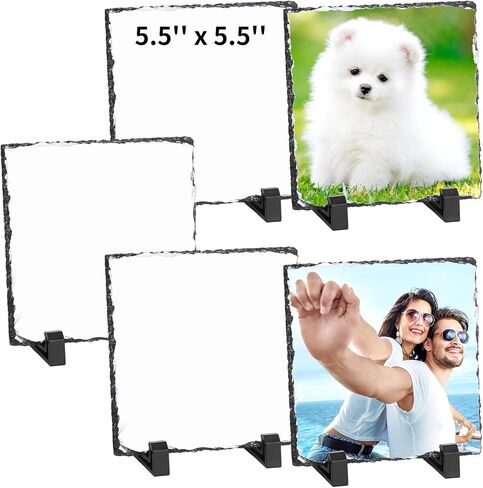 5 قطع ألواح فارغة بالتسامي، 5.5 بوصة × 5.5 بوصة مربعة مخصصة للصور مع حوامل، لوحة صور نقل الحرارة، إطار صور من الحجر الصخري لسطح المكتب لتزيين المنزل، هدايا DIY in Kuwait