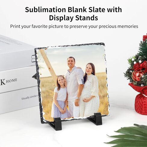 5 قطع ألواح فارغة بالتسامي، 5.5 بوصة × 5.5 بوصة مربعة مخصصة للصور مع حوامل، لوحة صور نقل الحرارة، إطار صور من الحجر الصخري لسطح المكتب لتزيين المنزل، هدايا DIY in Kuwait