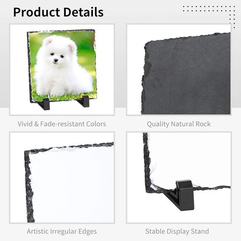 5 قطع ألواح فارغة بالتسامي، 5.5 بوصة × 5.5 بوصة مربعة مخصصة للصور مع حوامل، لوحة صور نقل الحرارة، إطار صور من الحجر الصخري لسطح المكتب لتزيين المنزل، هدايا DIY in Kuwait