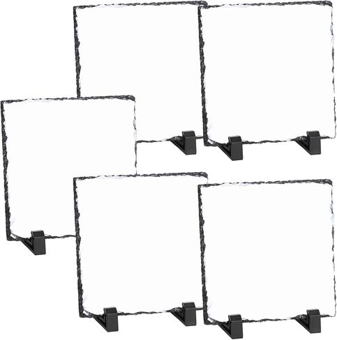 5 قطع ألواح فارغة بالتسامي، 5.5 بوصة × 5.5 بوصة مربعة مخصصة للصور مع حوامل، لوحة صور نقل الحرارة، إطار صور من الحجر الصخري لسطح المكتب لتزيين المنزل، هدايا DIY in Kuwait
