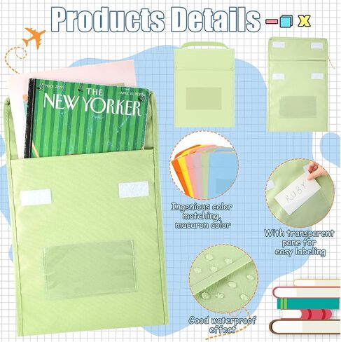 12 Pcs Reading Book Bags Kids Book Pouch Bags with Stitched on Handle and Clear Name Tag Pockets School Book Protector Pouch for Classroom Store Primary Homework Work Supplies, 10 x 12 Inch in Saudi Arabia