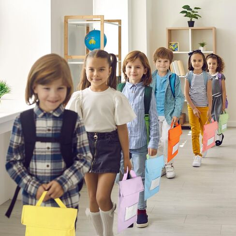 12 Pcs Reading Book Bags Kids Book Pouch Bags with Stitched on Handle and Clear Name Tag Pockets School Book Protector Pouch for Classroom Store Primary Homework Work Supplies, 10 x 12 Inch in Saudi Arabia