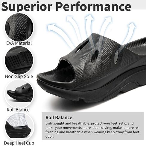ORA RECOVERY SLIDE 3 - Orthopedic Slippers for Women Comfortable Athletic Recovery Sandals Slides with Thick Cushion & Arch Support Orthotic - Lightweight Plantar Fasciitis Sport Sliders in Saudi Arabia