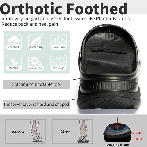 ORA RECOVERY SLIDE 3 - Orthopedic Slippers for Women Comfortable Athletic Recovery Sandals Slides with Thick Cushion & Arch Support Orthotic - Lightweight Plantar Fasciitis Sport Sliders in Saudi Arabia
