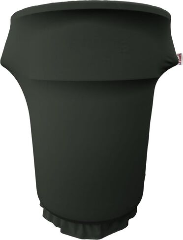 غطاء سلة المهملات المناسب من LA Linen Stretch Spandex بسعة 55 جالونًا على العجلات، غطاء حاوية نفايات الصندوق، ديكور الفناء الخلفي الداخلي والخارجي، أسود in Kuwait