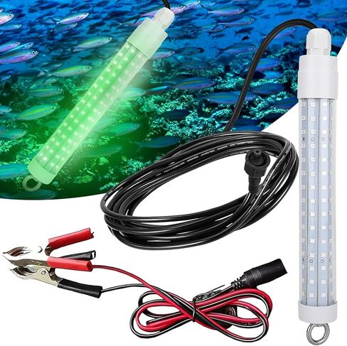 12 فولت LED تحت الماء ضوء الصيد الليلي الأخضر، 120 2835 SMD 10.5 واط مصباح غاطس لصيد السمك، IP68 مصباح قارب مقاوم للماء Crappie Squid Lure Bait Ice Fishing Light جاذب مع سلك طاقة 6 متر in Kuwait