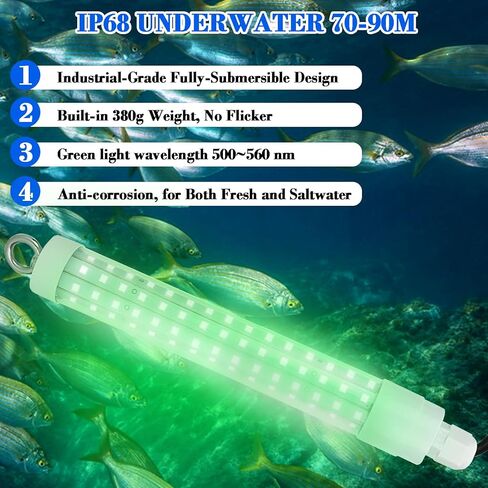 12 فولت LED تحت الماء ضوء الصيد الليلي الأخضر، 120 2835 SMD 10.5 واط مصباح غاطس لصيد السمك، IP68 مصباح قارب مقاوم للماء Crappie Squid Lure Bait Ice Fishing Light جاذب مع سلك طاقة 6 متر in Kuwait