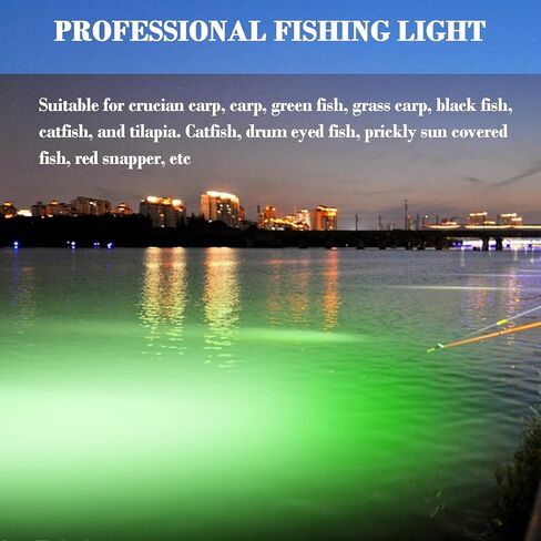 12 فولت LED تحت الماء ضوء الصيد الليلي الأخضر، 120 2835 SMD 10.5 واط مصباح غاطس لصيد السمك، IP68 مصباح قارب مقاوم للماء Crappie Squid Lure Bait Ice Fishing Light جاذب مع سلك طاقة 6 متر in Kuwait