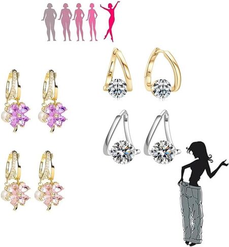 4 Pairs Lymphatic Drainage Slimming Hoop Earrings, Flysmus Halolux Lymphvity Germanium Earrings Acupuncture Therapy Hoop Earrings Fashion Jewelry Gift For Women Men in Saudi Arabia