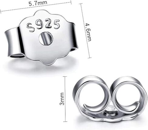 S925 Sterling Silver Earring Backs Replacements for Studs, 12Pcs/6Pairs Pierced Earring Backings Secure for Posts, Hypoallergenic Safety Locking Butterfly Ear Ring Stoppers 5.9x5.4x3.3mm in Kuwait