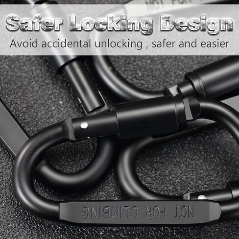 Aluminum Carabiner Clips 5PCS Black D Shape, Carabiner Hooks with 5PCS Nickel Plated Key Rings Alloy Keychain Buckles in Saudi Arabia