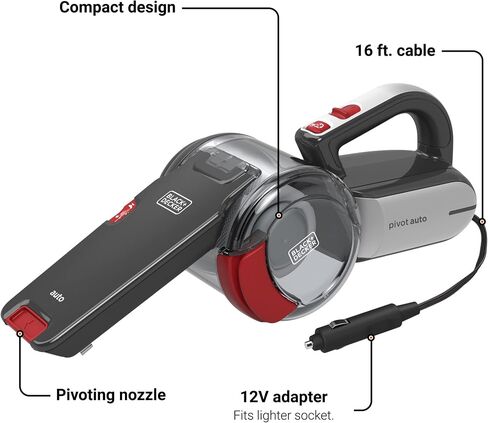 BLACK+DECKER Handheld Vacuum for Cars, Cordless, Pivoting, Black with Auto Vacuum Accessory Set for BDH1200PVAV (BDH1200PVAV & PVAVKIT) in Saudi Arabia