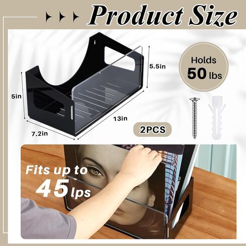2 Pcs Vinyl Record Storage, Vinyl Record Box Case Crate, Vinyl Record Album Holder, Acrylic Vinyl Storage Crate, Shelf Wall Mount Display Record Box, Holds up to 45 Records in Saudi Arabia