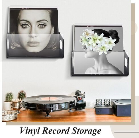 2 Pcs Vinyl Record Storage, Vinyl Record Box Case Crate, Vinyl Record Album Holder, Acrylic Vinyl Storage Crate, Shelf Wall Mount Display Record Box, Holds up to 45 Records in Saudi Arabia